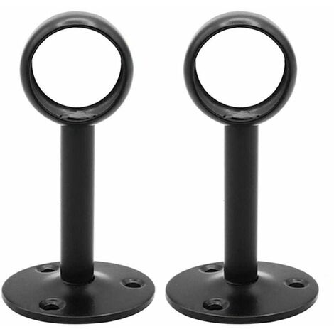ELLE Lot de 2 crochets pour tringle à rideau en acier inoxydable, support de montage au plafond pour tringle de placard (16,5 mm)