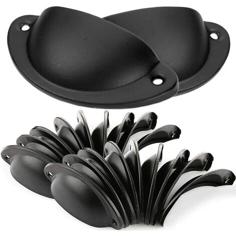 ELLE.20 pièces de poignées coquille rétro, poignées en fer (noir.8235MM)