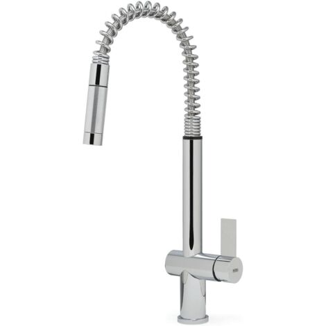Elleci Dionisio MIKDNSCR - Miscelatore da cucina Mono Splitcomando, da incasso, Acciaio inox, canna girevole con doccetta estraibile, 52 cm, Cromo