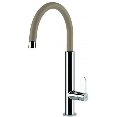 Elleci Dove MGKDOV43 - Miscelatore da cucina Mono Splitcomando, da incasso, Granitek, canna girevole, 41,5 cm, Acciaio-Tortora