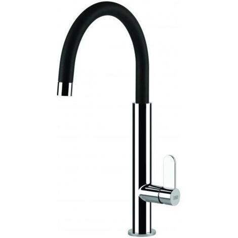 Elleci Dove MKKDOV86 - Miscelatore da cucina monocomando, da incasso, Acciaio-Nero, canna girevole, 41,5 cm, Acciaio-Nero