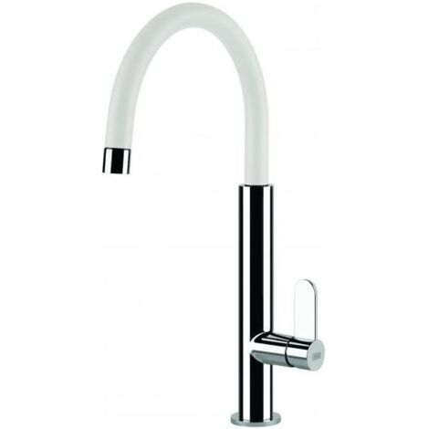 Elleci Dove MKKDOV96 - Miscelatore da cucina monocomando, da incasso, Keratek, canna girevole, 41,5 cm, Acciaio-Bianco