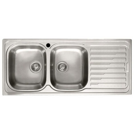 ELLECI Lavello da Incasso Inox 2 Vasche e Gocciolatoio Inox Sky 500
