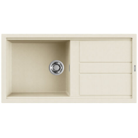 Elleci LGB48062 Best 480 Lavello Granitek gocciolatoio reversibile 1 Vasca 100 cm Bianco antico