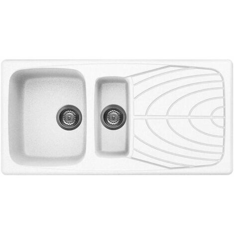 Elleci LGM47552 Master 475 Lavello Granitek gocciolatoio reversibile 2 Vasche e mezza 100 cm Bianco