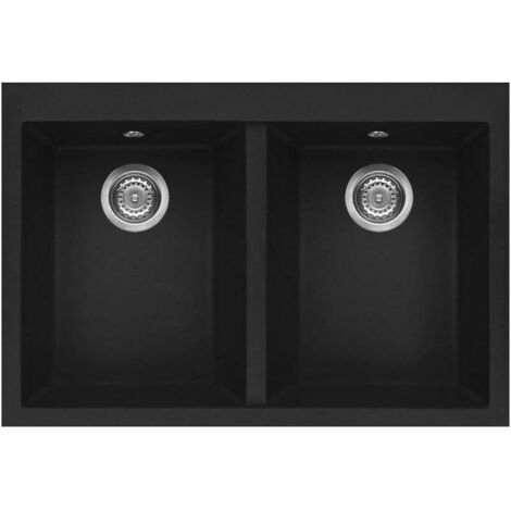 Elleci LGQ34040 Quadra 340 Lavello Granitek 2 Vasche 80 cm Nero