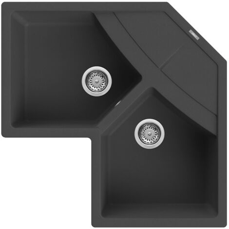 Elleci LGUCOR59 Lavello da Incasso 2 Vasche  Gocciolatoio Unico Corner 83x83 Antracite 59