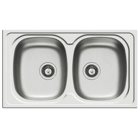 Lavello Cucina Linear 2 Vasche cm. 86x50 Acciaio Inox