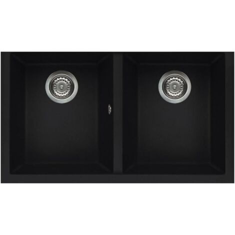 Elleci LKQ35086 Quadra 350 Lavello Keratek Plus 2 Vasche 79 cm Nero