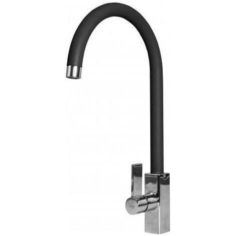 Elleci Rain MKKRAI86 - Miscelatore da cucina Mono Splitcomando, da incasso, Keratek, canna girevole, 40,6 cm, Nero
