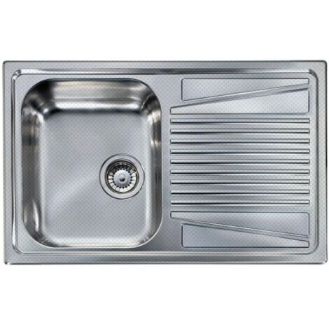Elleci River 300 LIR300ANSSX - Lavello da incasso 1 vasca + gocciolatoio, Acciaio inox satinato antigraffio, 79x50 cm, da incasso, Inox satinato