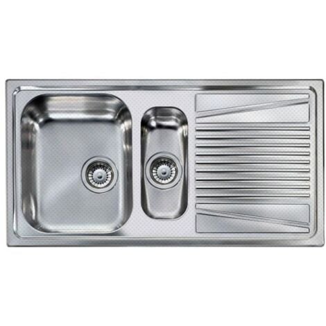 Elleci River 475 LIR475ANSSX - Lavello da incasso 1,5 vasche + gocciolatoio, Acciaio inox satinato antigraffio, 100x50 cm, da incasso, Inox satinato