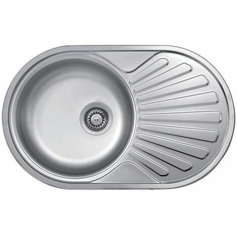 Elleci Special Round 770 LIX770SACRS - Lavello da incasso 1 vasca + gocciolatoio, Acciaio inox satinato, 77x48 cm, da incasso, Inox satinato