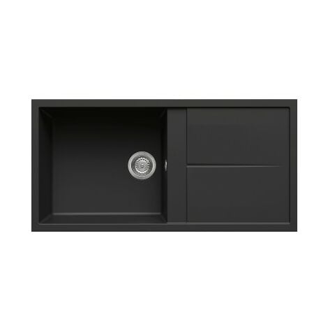 ELLECI Unico 480 LGU48040 Lavello 100X50 cm 1 Vasca Rettangolare con Gocciolatoio Granitek Nero