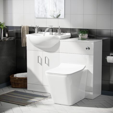 Ellen 550mm Flat Pack Vanity Basin Unit, WC Unit & Elora Back To Wall Toilet White
