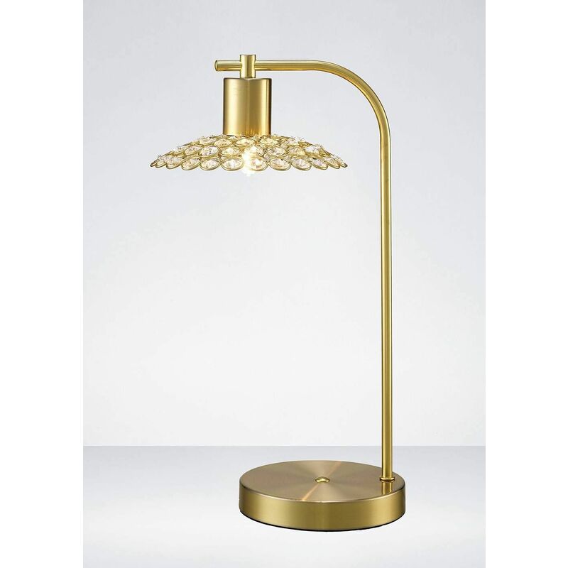 Ellen Table Lamp 1 Light Satin Brass / Crystal