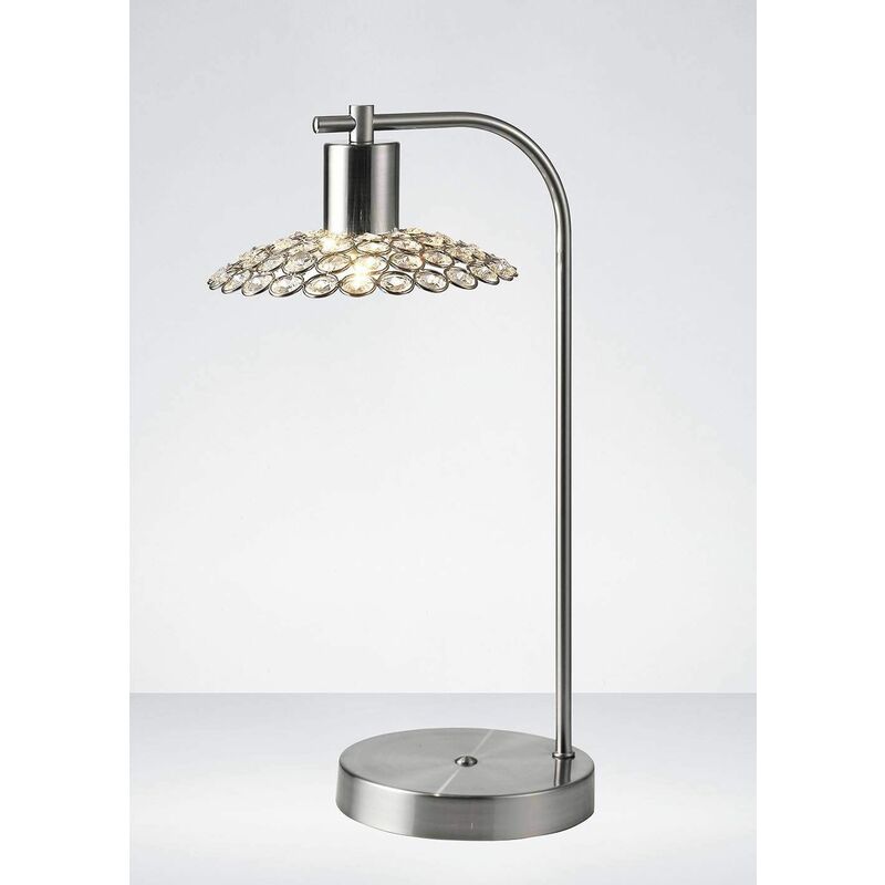 Ellen Table Lamp 1 Light Satin Nickel / Crystal
