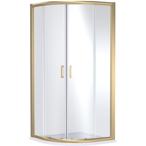 Ellenhall Contemporary 8mm Glass Quadrant Shower Enclosure, 900 x 900mm, Brushed Brass