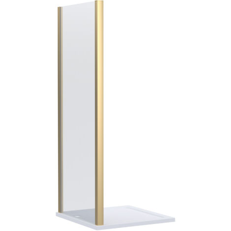 Ellenhall Contemporary Shower Enclosure 8mm Glass Side Panel, 1000mm, Brushed Brass