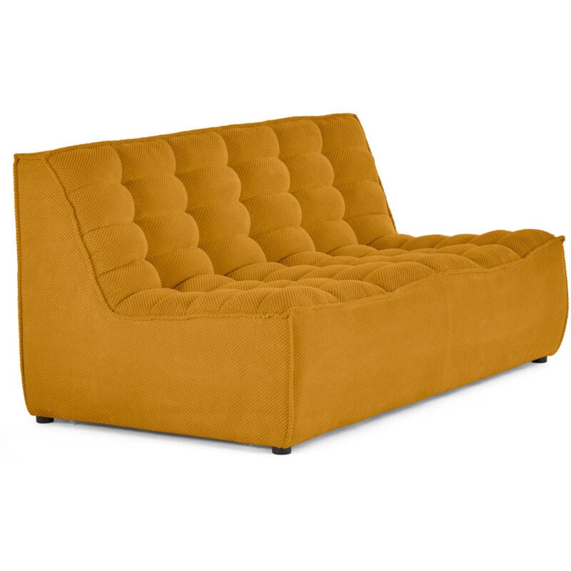 Lisa Design - Ellie - module d'assise sans accoudoir 2 places en velours texturé - jaune