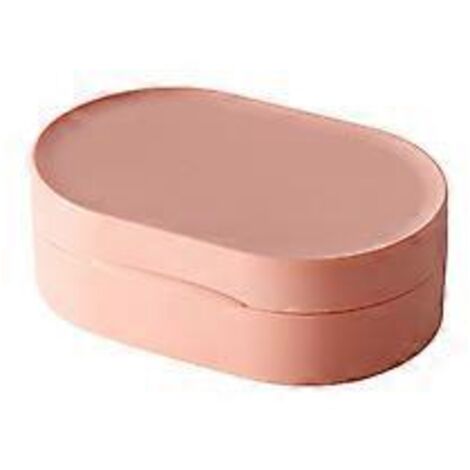 Ellipse Lot de 2 porte-savons de douche, boîte à savon ronde et ovale, porte-savon de voyage en plastique (rose)
