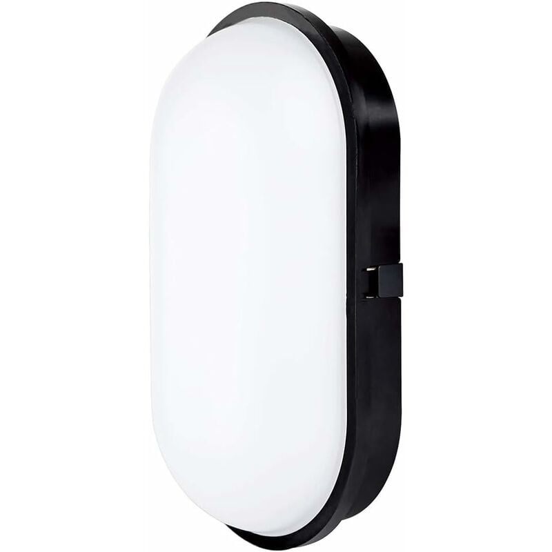 

Lámpara de partición elíptica, aplique de pared para techo, aplique de iluminación, 20W 3000K 1600LM IP65, para interiores y exteriores - Negro - 1