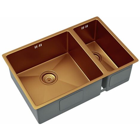 main image of "Ellsi Elite 1.5 Bowl Inset or Undermounted Stainless Steel Kitchen Sink & Waste Copper"