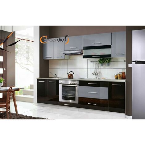 ELM 260 - Cuisine Complète L 2,6 m - 8 pcs + Plan de travail INCLUS - Ensemble meubles cuisine linéaire + Armoire four encastrable