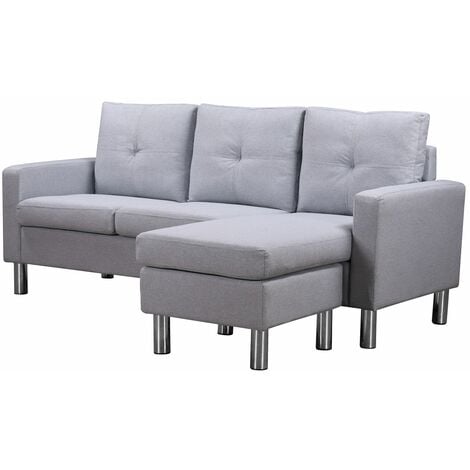 Elm 3 Seater Fabric Sofa with Matching Foot Stool in Grey