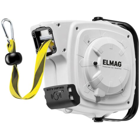 ELMAG Autom. Aufroller mit Absperrband inkl. Bremse 42840/030, mit 30 m gelb/schwarzem Band