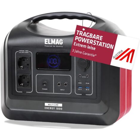 ELMAG Tragbare Powerstation ENERGY 1800 1800W, LiFEPO4 Akku mit 1480Wh