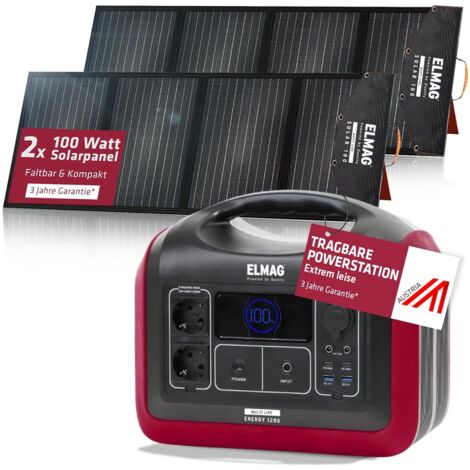 ELMAG Tragbares Solargenerator-Set ENERGY 1200 + SOLAR 100 DUO (00402)