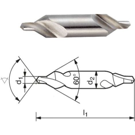 ELMAG Zentrierbohrer DIN 333 Form A, Bohr.Ø 1,25 x Schaft.Ø 3,15mm, , L=31,50mm, spiralgenutet, 60° Senkwinkel, rechtsschneidend, aus HSS