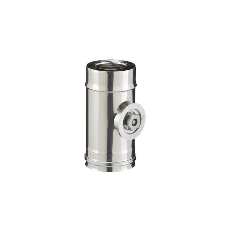 Elément trappe de visite inox pour poêle à granulés - pgi pour poêles à Pellets - Diamètre 80/130 - Finition : Noir mat