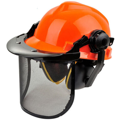 Elmetto di sicurezza forestale con sottogola. Casco da lavoro EN397 riflettente, ventilato e leggero per applicazioni forestali, edili, elettriche e industriali (taglia unica, arancione).
