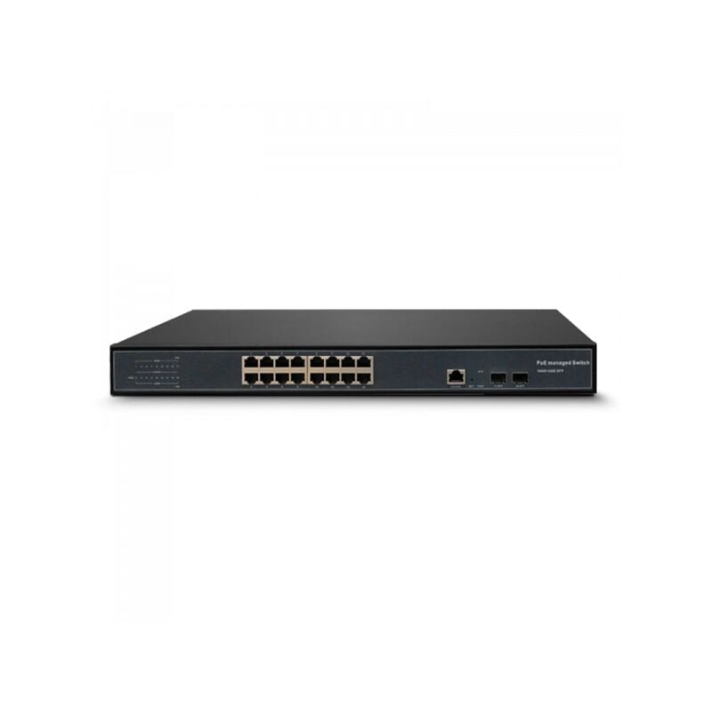 SW05 Switch PoE industriel géré avec 16 ports PoE Gigabit + 2 ports fibre Uplink + 1 port console, max 300 w - Elmo