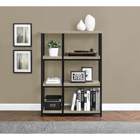 main image of "Elmwood Bookcase Shelving Unit Distressed Grey Sonoma Oak"
