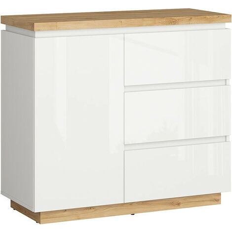 ELOIS - Cassettiera per soggiorno/camera da letto/sala da pranzo Stile scandinavo - 98x88,5x41 - 1 anta+4 cassetti - Mobili camera da letto - Bianco
