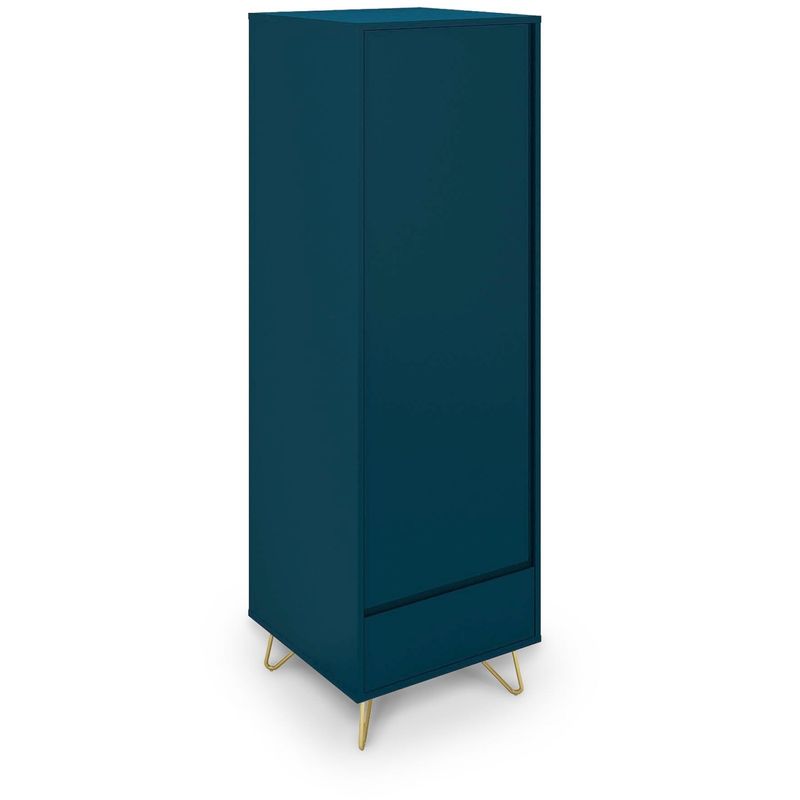 mobilier deco - eloise armoire bleu canard equipee de 1 porte et tiroir design bleu