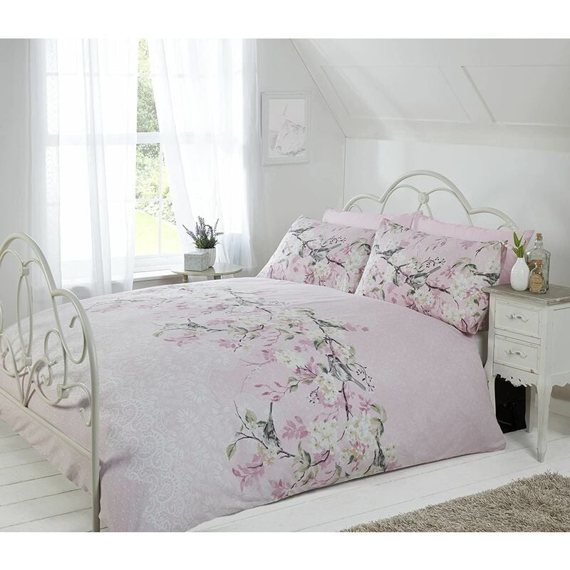 Rapport - Eloise Oriental Blossom Duvet Cover and Pillowcase Set (Pink, King)