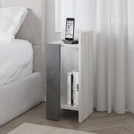 Elos Modern Bedside Table Right Module Modern Ancient White Retro Grey 25cm Narrow