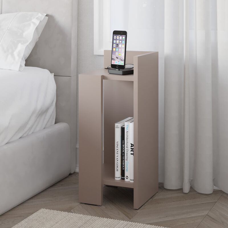 Decortie - Elos Modern Bedside Table Right Module - Mocha Grey - Mocha Grey