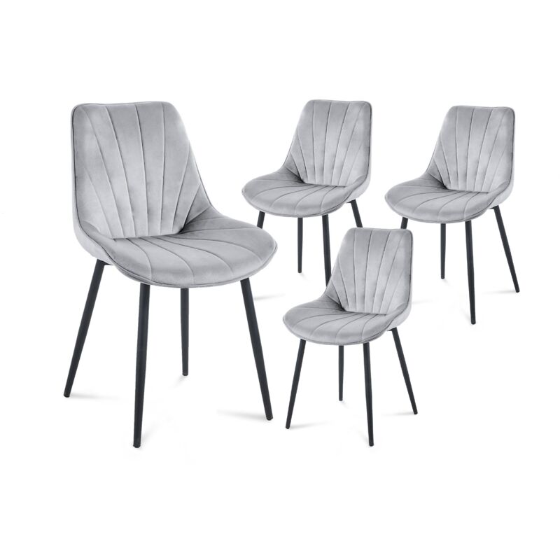 Deco In Paris - elova - Lot de 4 chaises design en velours gris elova