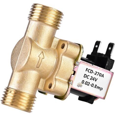 Elprico Électrovanne électrique en Laiton, 1/2 "électrovanne d'eau normalement fermée DC 24V, électrovanne magnétique électrique pour Le contrôle de l'eau.
