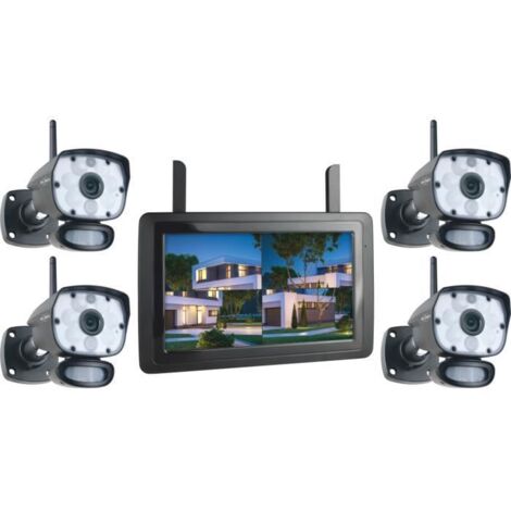 ELRO CZ60RIPS-4 Color Night Vision Camera de Surveillance Kit avec 9 Écran, 4 Caméras et application - 1080P HD résolution
