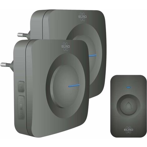 ELRO DB3000 Set campanello senza fili - 2x Plug-in/Ricevitore Plug-in - Senza batteria - Nero