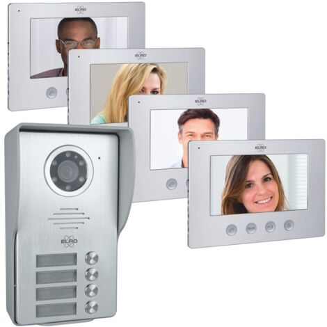 ELRO Videocitofono a 4 famiglie DV477W4 con display a 4 colori, telecamera con visione notturna, tecnologia a 4 fili, 16 suonerie, grigio, taglia unica