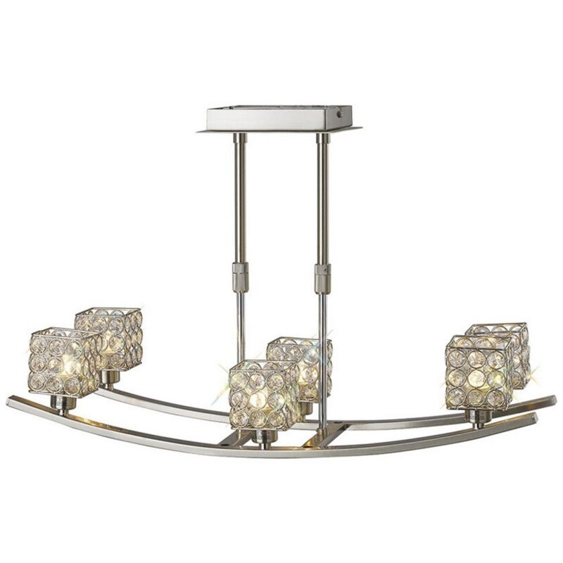 Inspired Diyas - Elsa - Lámpara de techo telescópica semi empotrada, 6 níquel satinado claro, cristal