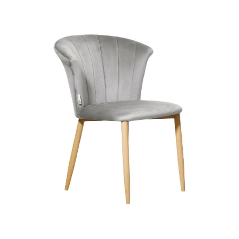Elsa Velvet LUX Chair | Retro Design | Living Room | Dining Chair | Modern Furniture | Upholstered Padded Seating | GREY