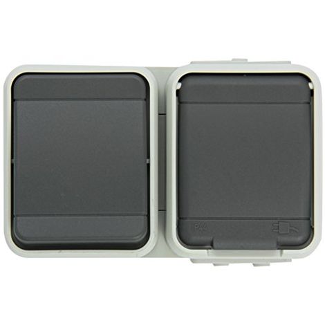 ELSO 458639 AQUATOP LOT DE 6 INTERRUPTEURS HORIZONTAUX AVEC BORNES À VIS ATO GRIS CLAIR/BASALTE 10 A/16 A